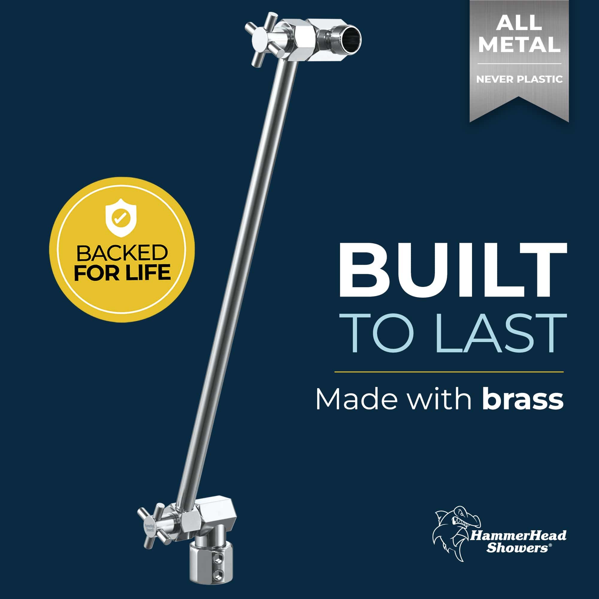 All Metal Adjustable Shower Arm Extension - Extendable Shower Pipe for Height Adjustment, Perfect for Bathroom Renovation & Comfortable Showering Experience