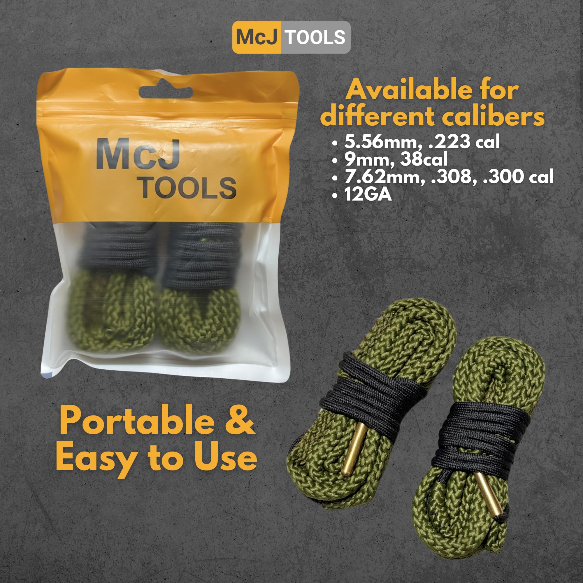 9mm Bore Cleaning Snake Rope - 2 Pack for .357 & .38 Cal Guns - Perfect for Gun Maintenance