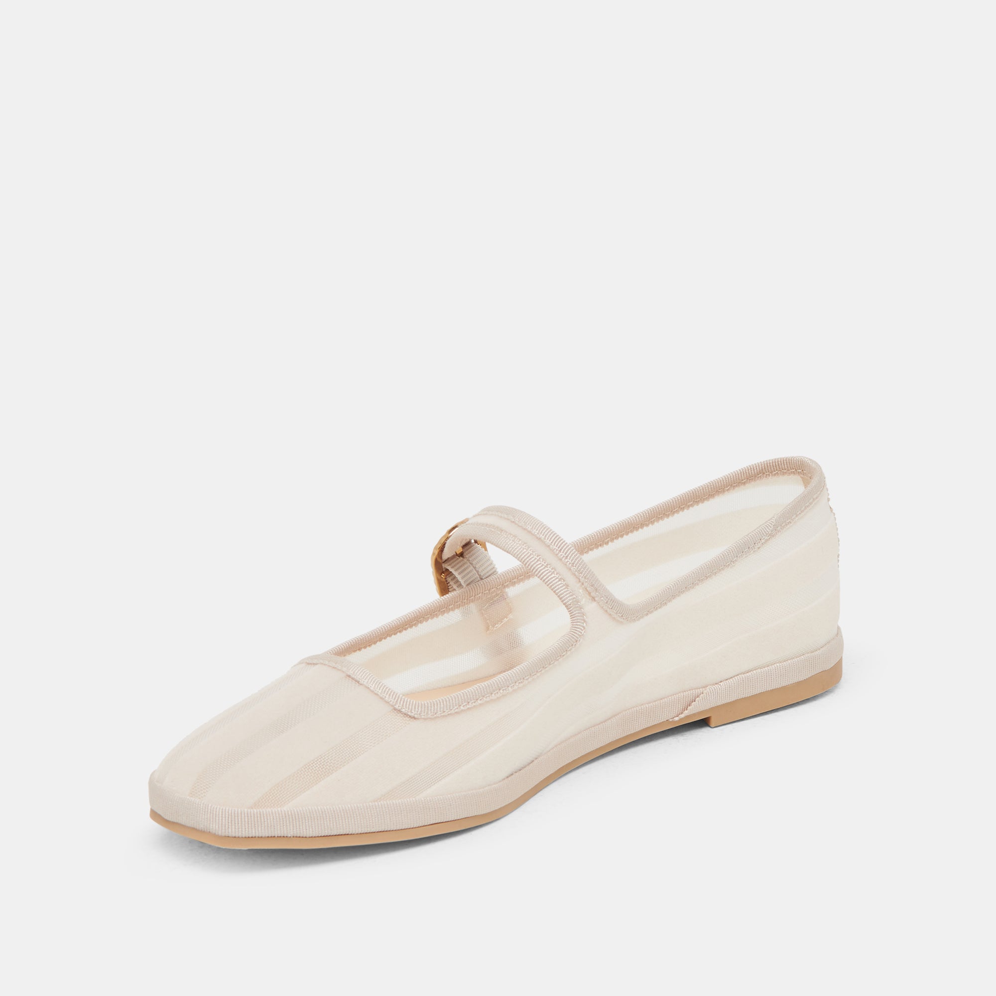 TAMEKA Women's Ballet Flats - Bone Stripe Mesh Slip-On Shoes for Comfort & Style | Perfect for Work, Casual Wear & Travel