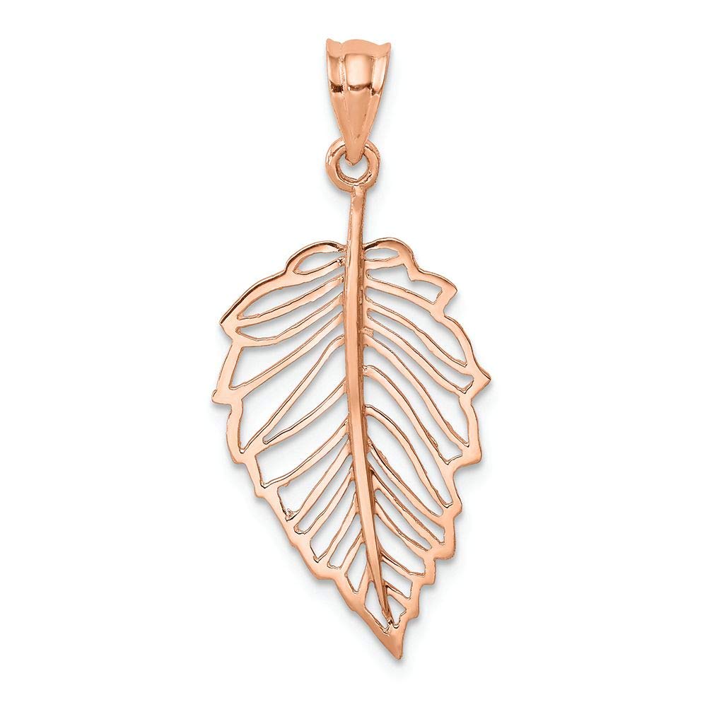 14K Rose Gold Polished Leaf Charm Pendant - Elegant Dainty Jewelry for Women, Perfect for Necklace Layering, Gift Giving & Everyday Wear