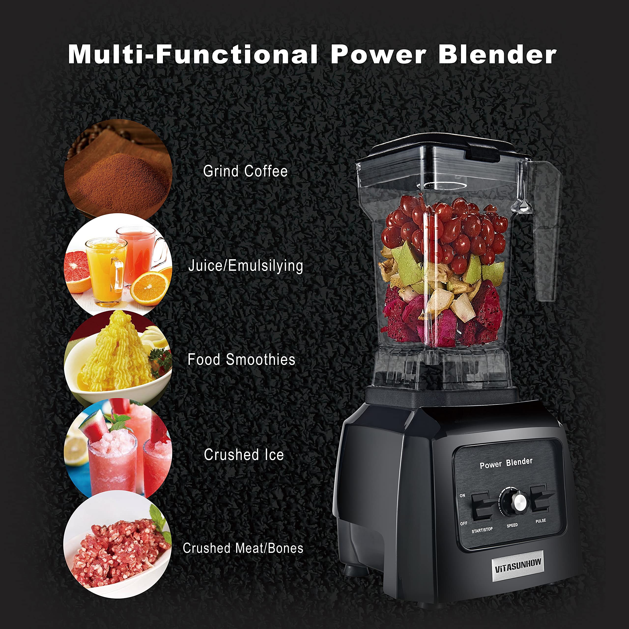 1300W High Power Blender for Smoothies, Juices & Drinks - 32oz Pitcher for Home Kitchen