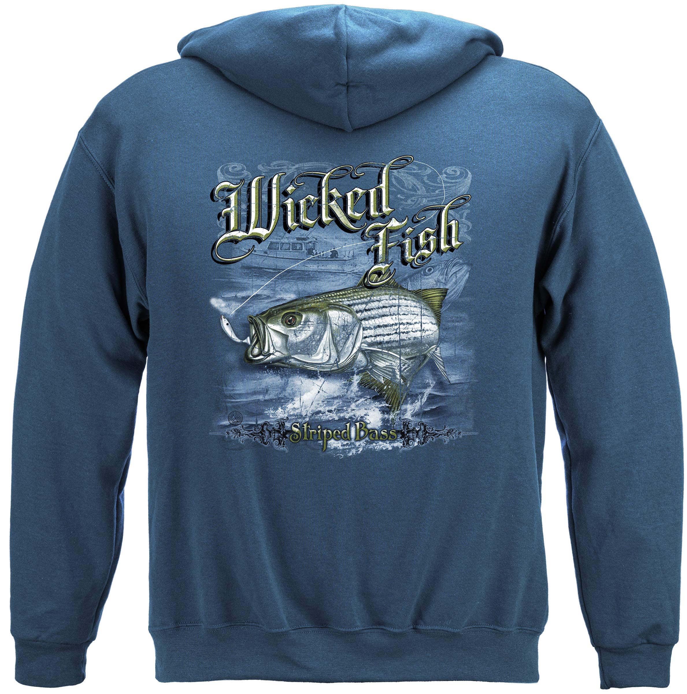 Erazor Bits Wicked Fish Striped Bass & Fluke Fishing Jackets - Freshwater Angler Sweaters & Hoodies for Bass Fishing Enthusiasts | Perfect for Ice Fishing, Boat Trips & Outdoor Adventures