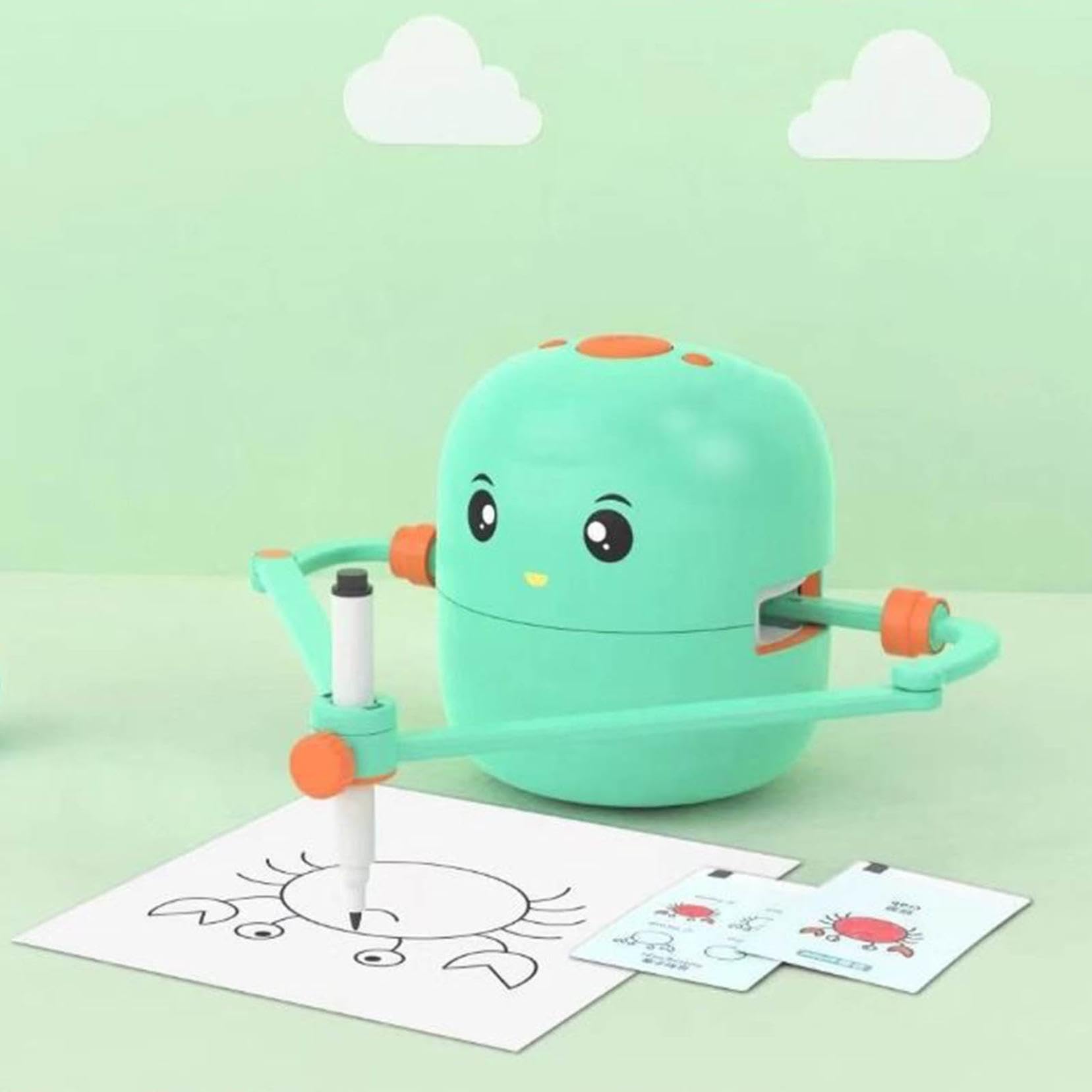 Interactive Educational Drawing Robot for Kids - Montessori Learning Toy with 100 Word Cards | Smart AI Drawing Machine for Children's Creativity & STEM Development | Perfect for Home Schooling, Classroom Activities & Birthday Gifts