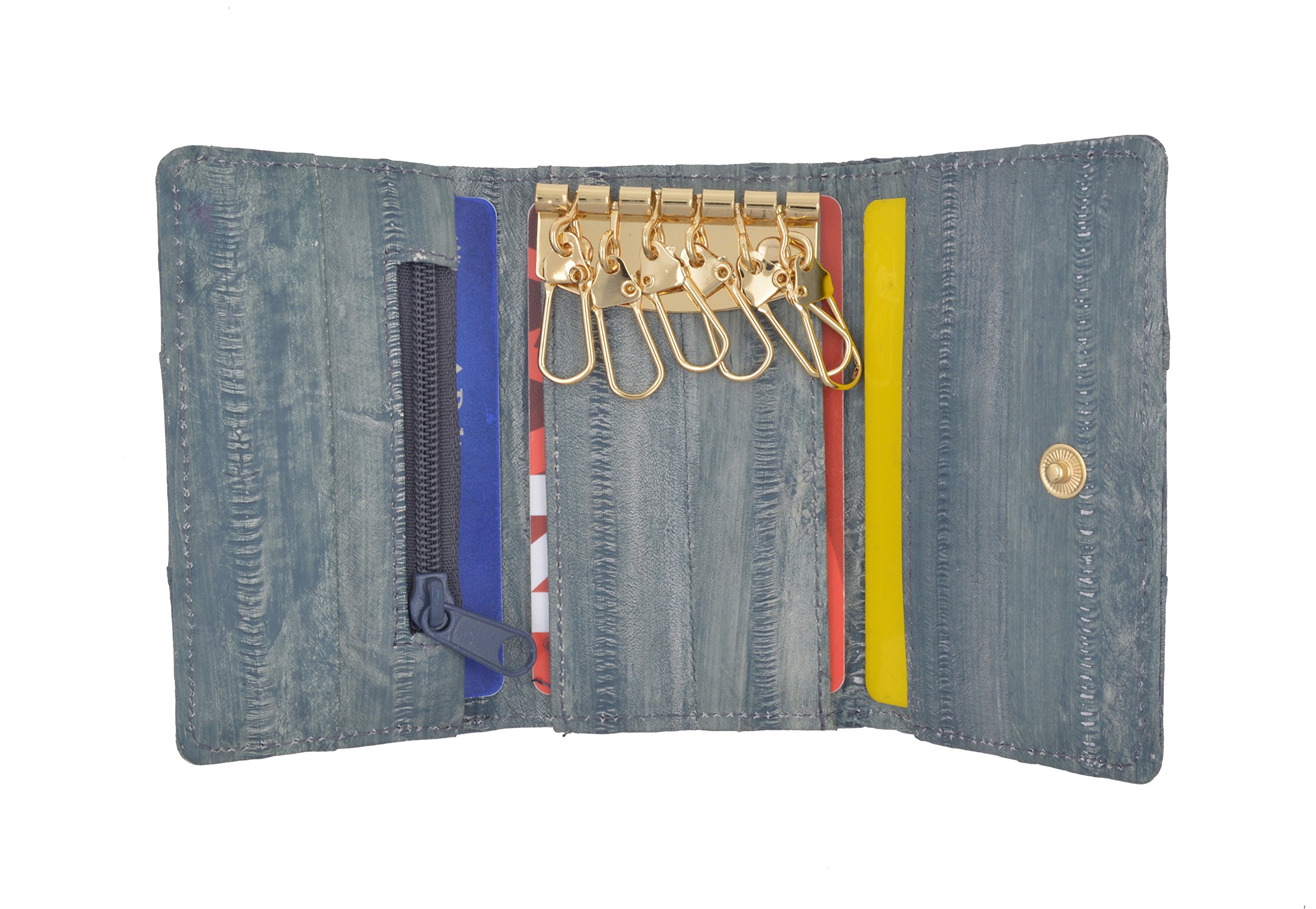 Premium MARSHAL Eel Skin Leather Key Case Wallet - Slim & Durable Key Organizer for Men & Women - Perfect for Home, Office & Travel Accessories