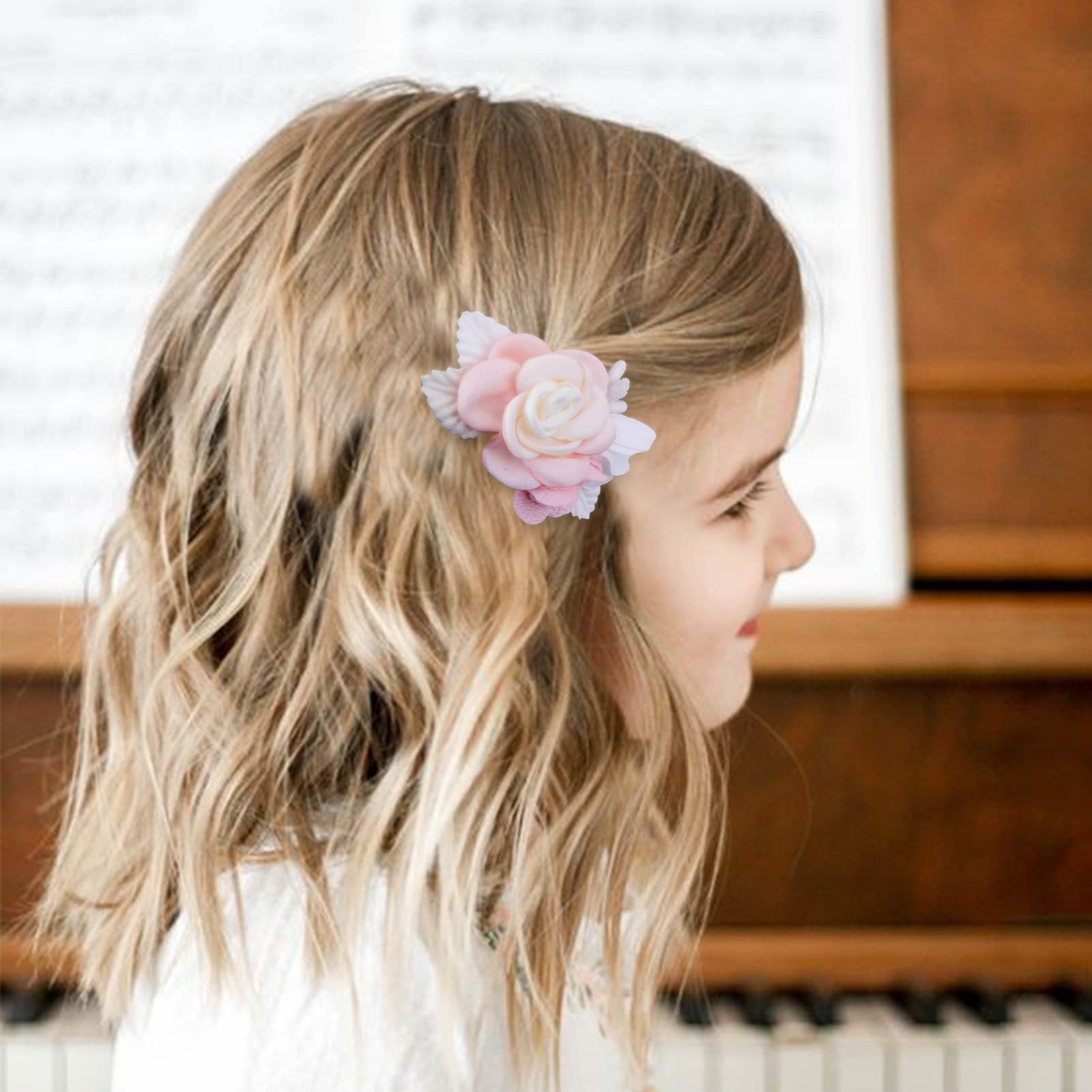 Floral Hair Clips Set - 3pcs Flower Bow Hair Accessories for Baby Girls, Toddlers & Teens | Boutique Alligator Clips with Full Lining | Perfect for Birthday Gifts, School, Parties & Special Occasions