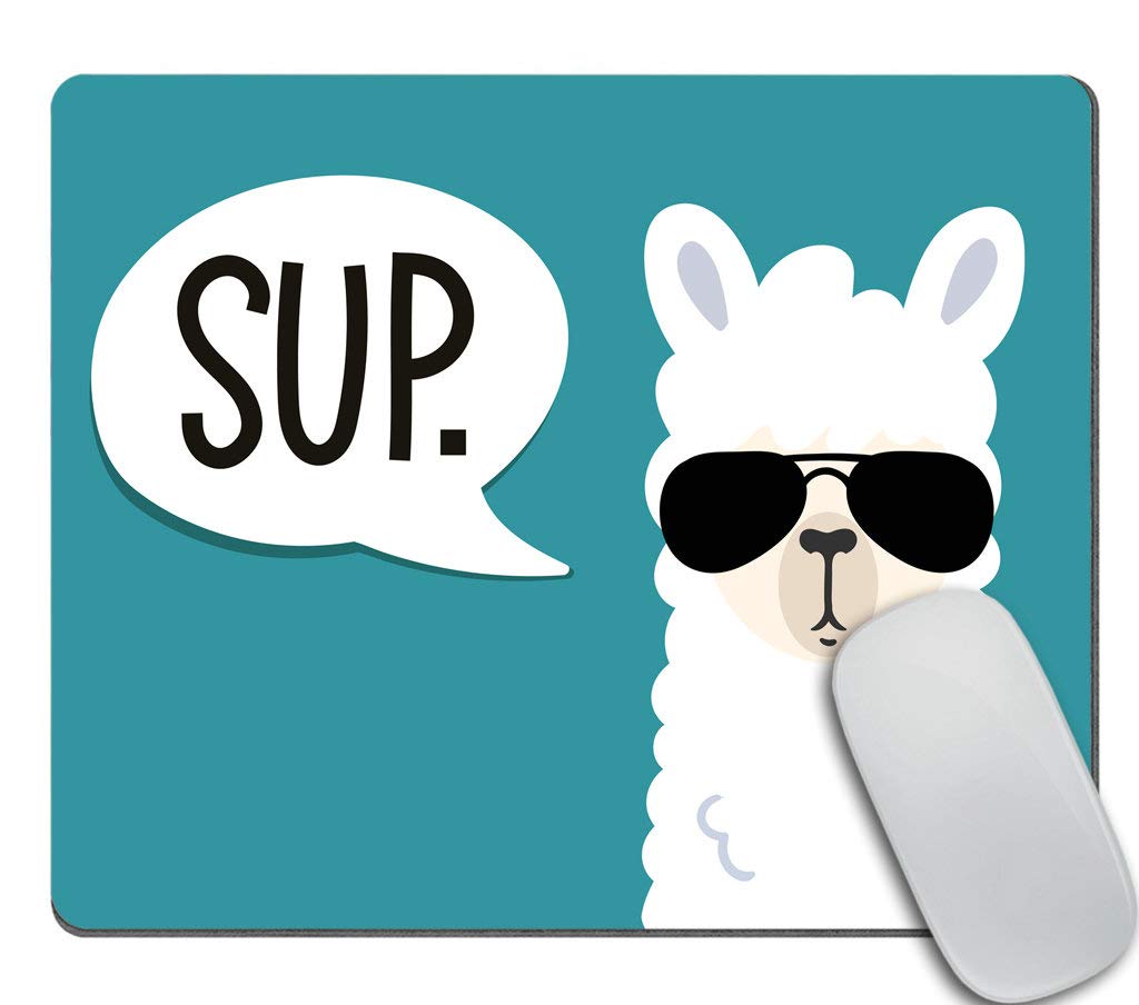 Custom Sup Llama Mouse Pad with Alpaca Head & Sunglasses Design - Non-Slip Rubber Gaming Mousepad for Office, Home & PC Gaming Setup