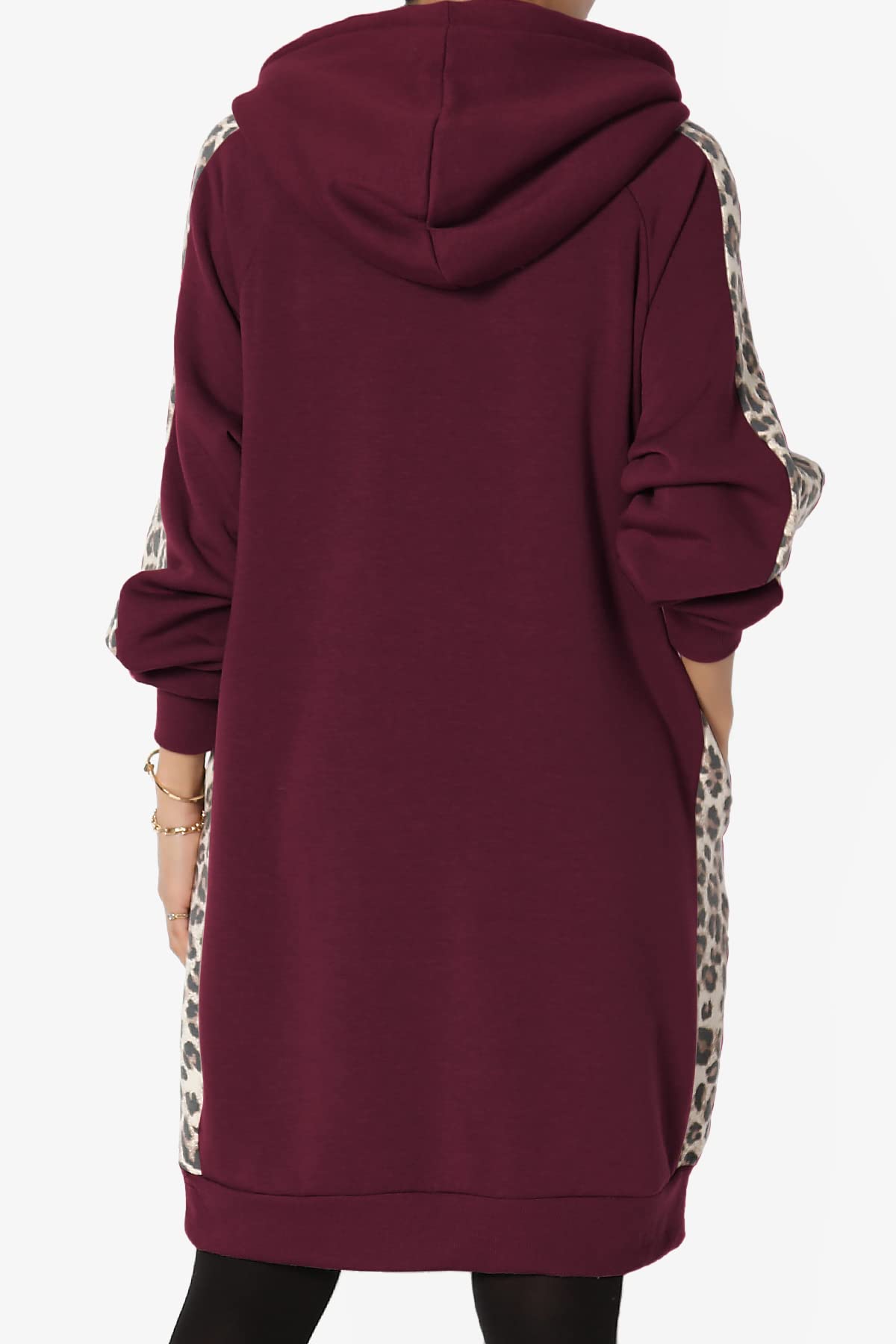 TheMogan Leopard Print Loose Fit Pocket Pullover Hoodie - Women's Long Tunic Sweatshirt for Casual Wear, Lounge & Street Style Fashion