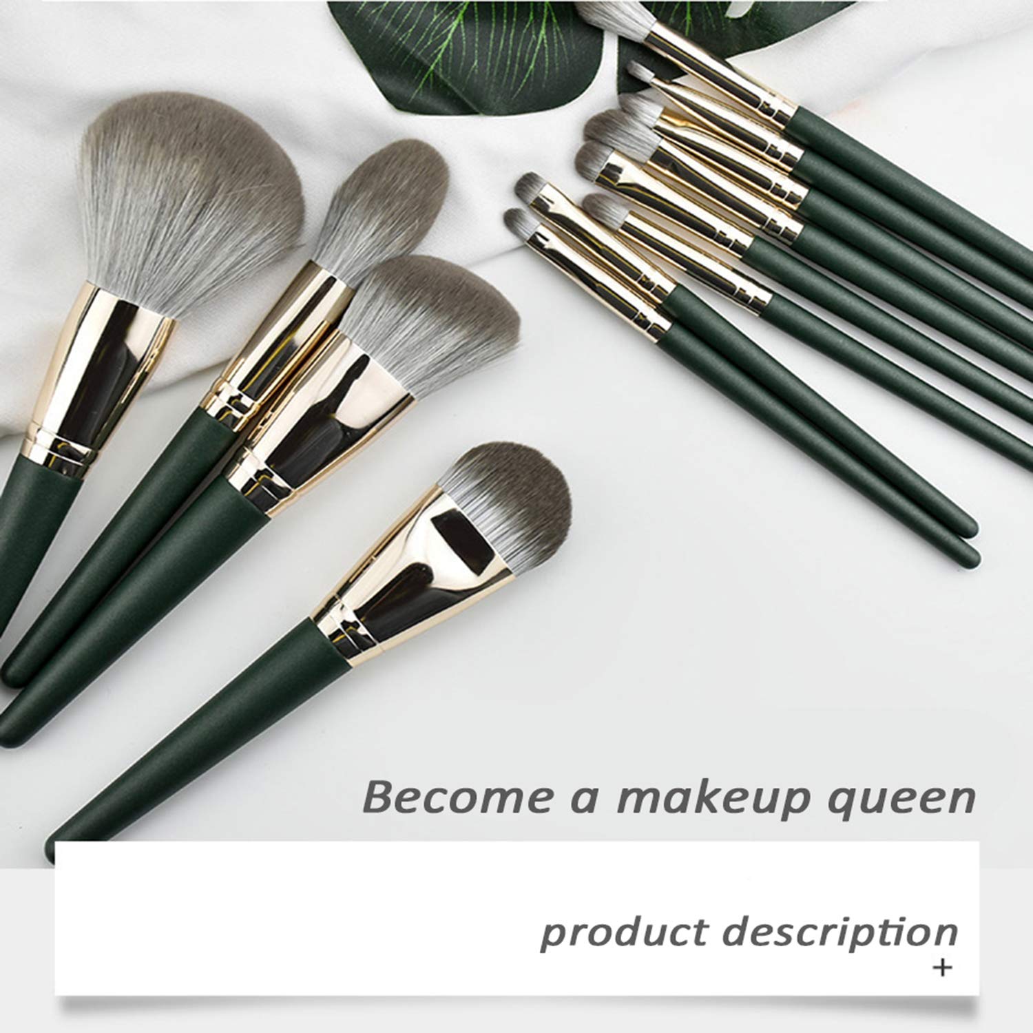 14-Piece Premium Synthetic Makeup Brush Set - Contour, Concealer, Foundation & Eyeshadow Brushes with Green Conical Handle | Perfect for Professional Makeup Artists & Beginners (Green)
