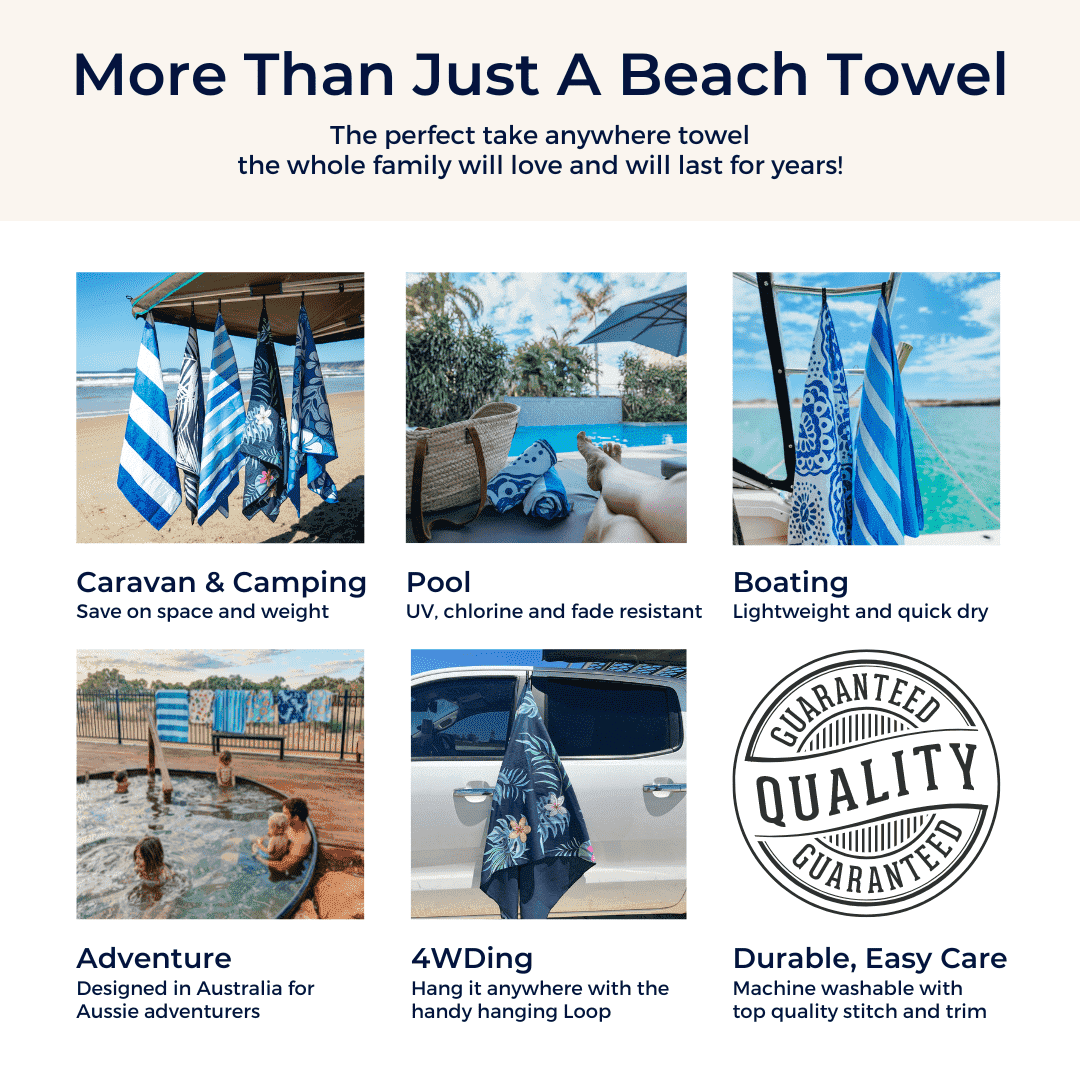 Noosa Large Beach Towel with Pouch - Extra Large 100% Cotton Quick Dry Towel for Pool, Beach, Yoga & Travel - Soft & Absorbent Bath Towel for Adults & Kids