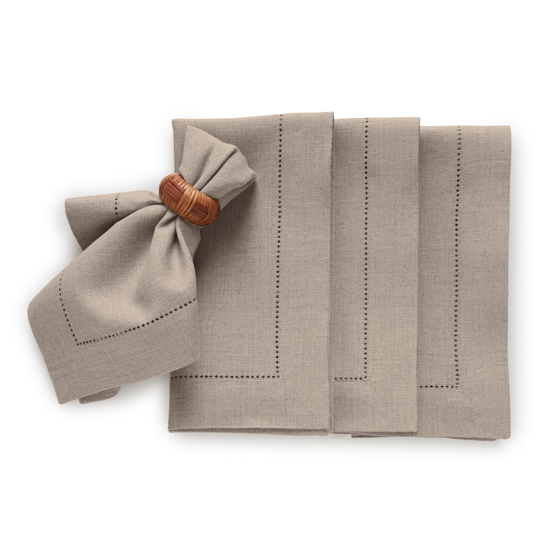 Premium Medium Weight Hemstitch Napkins - 12-Pack White Linen Dinner Napkins for Formal Dining, Weddings & Special Occasions