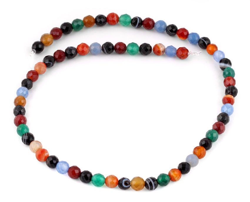 6mm Multi-Color Agate Faceted Gemstone Beads for Jewelry Making, DIY Bracelets, Necklaces & Craft Projects - Natural Healing Stone for Meditation & Spiritual Gifts