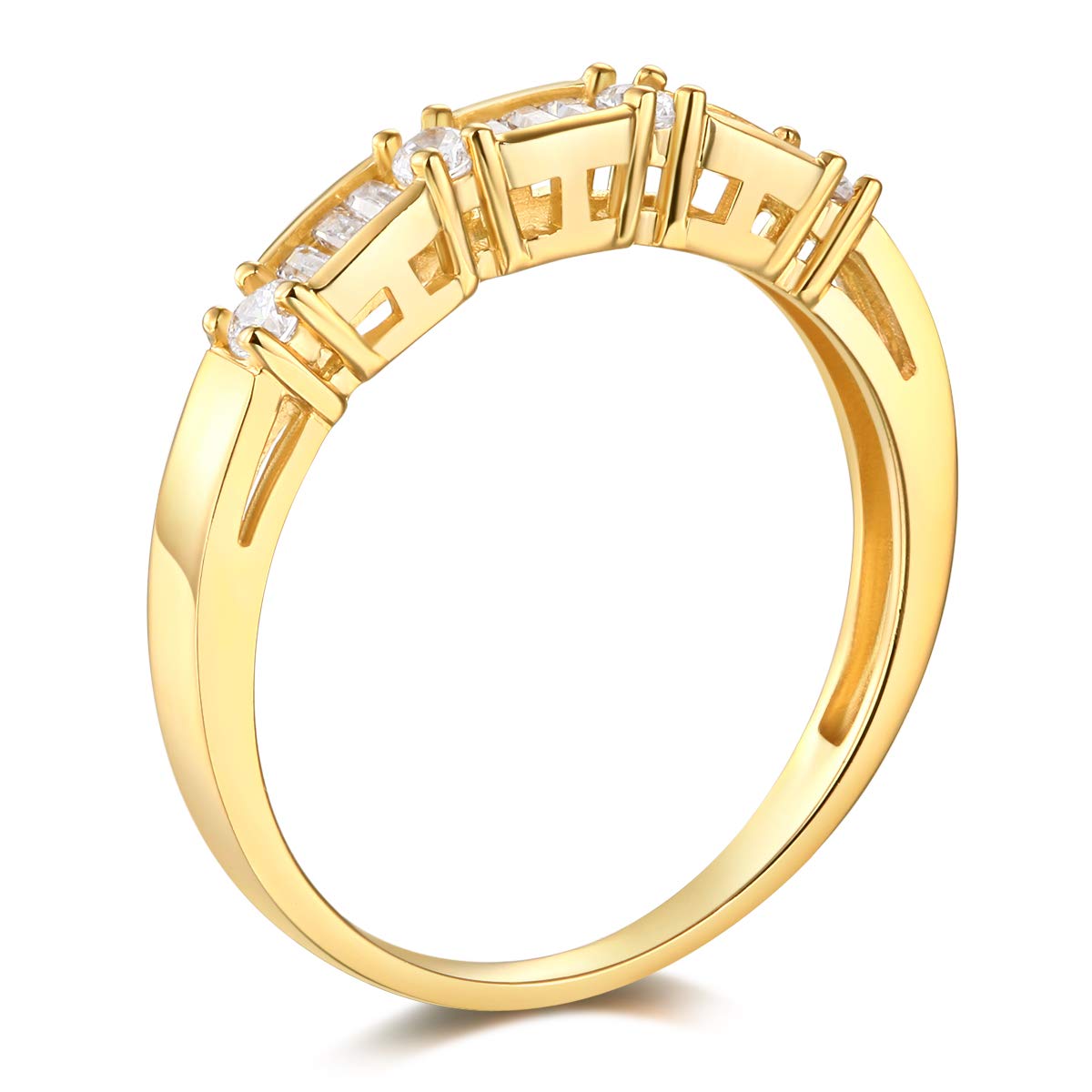14K Solid Yellow Gold Wedding Engagement Ring and Band 2-Piece Set - Size 7 - Perfect for Proposals, Anniversaries & Bridal Jewelry Gifts