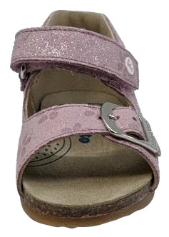 Falcotto Girls' Pink Glitter Fiori Open-Toe Sandals - Comfortable & Stylish Summer Shoes for Kids, Beach, Party & Outdoor Play