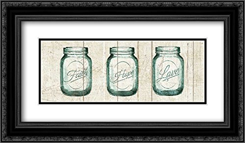 Wild Apple Portfolio 18x12 Black Ornate Framed Double Matted Museum Art Print - Flea Market Mason Jars Panel I v.2 - Perfect for Home Decor, Living Room Wall Art, and Vintage Style Interior Design