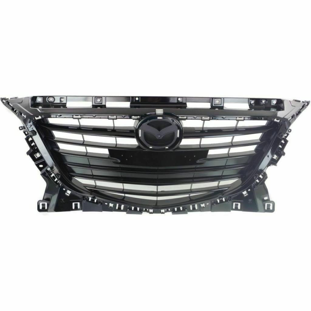 Gloss Black Front Grille for Mazda 3 2014 2015 2016 Models | BJE150712B & MA1200196 Replacement Part | Perfect for Car Upgrades & Customization