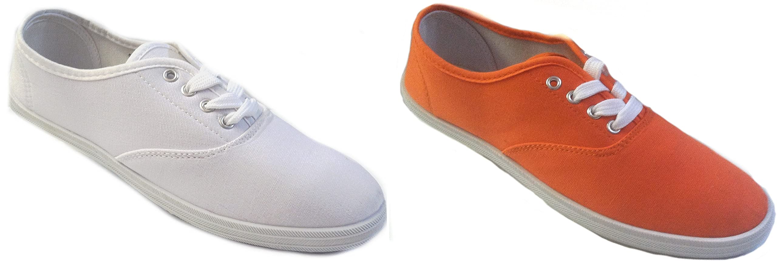 Shoes8teen Women's Lace-Up Canvas Sneakers - 2 Pair Pack for Casual Wear, Walking & Everyday Comfort