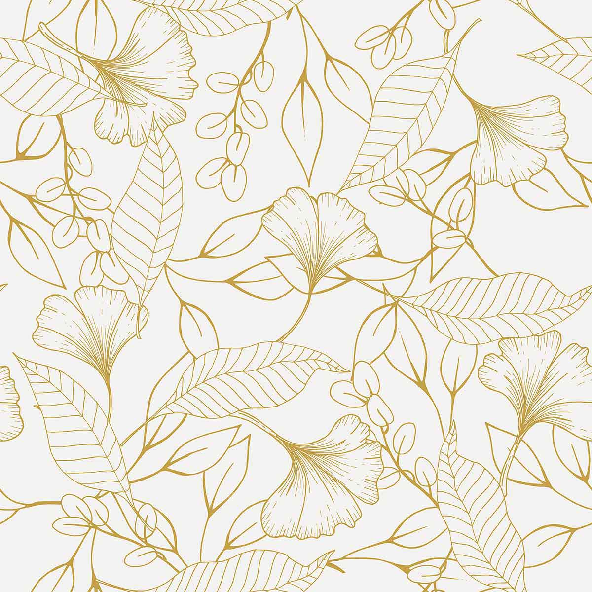 Beige Floral Peel and Stick Removable Wallpaper - Self-Adhesive Decorative Wall Covering for Bedroom, Living Room & Home Office Decor