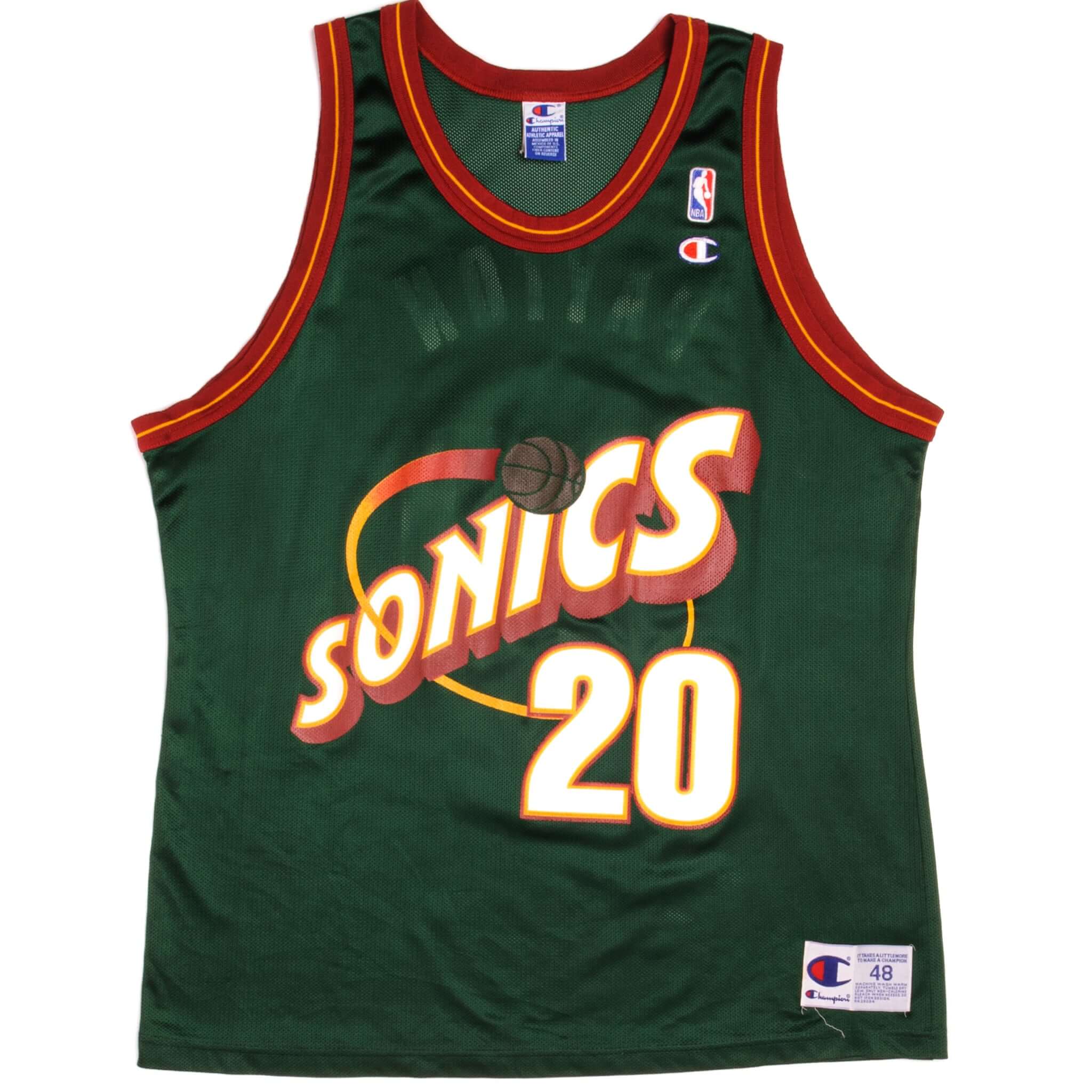 Vintage Champion NBA Seattle SuperSonics Gary Payton #20 Jersey 1990s - Size 48 - Authentic Basketball Jersey for Collectors & Fans - Perfect for Game Day, Cosplay, and Sports Memorabilia Display