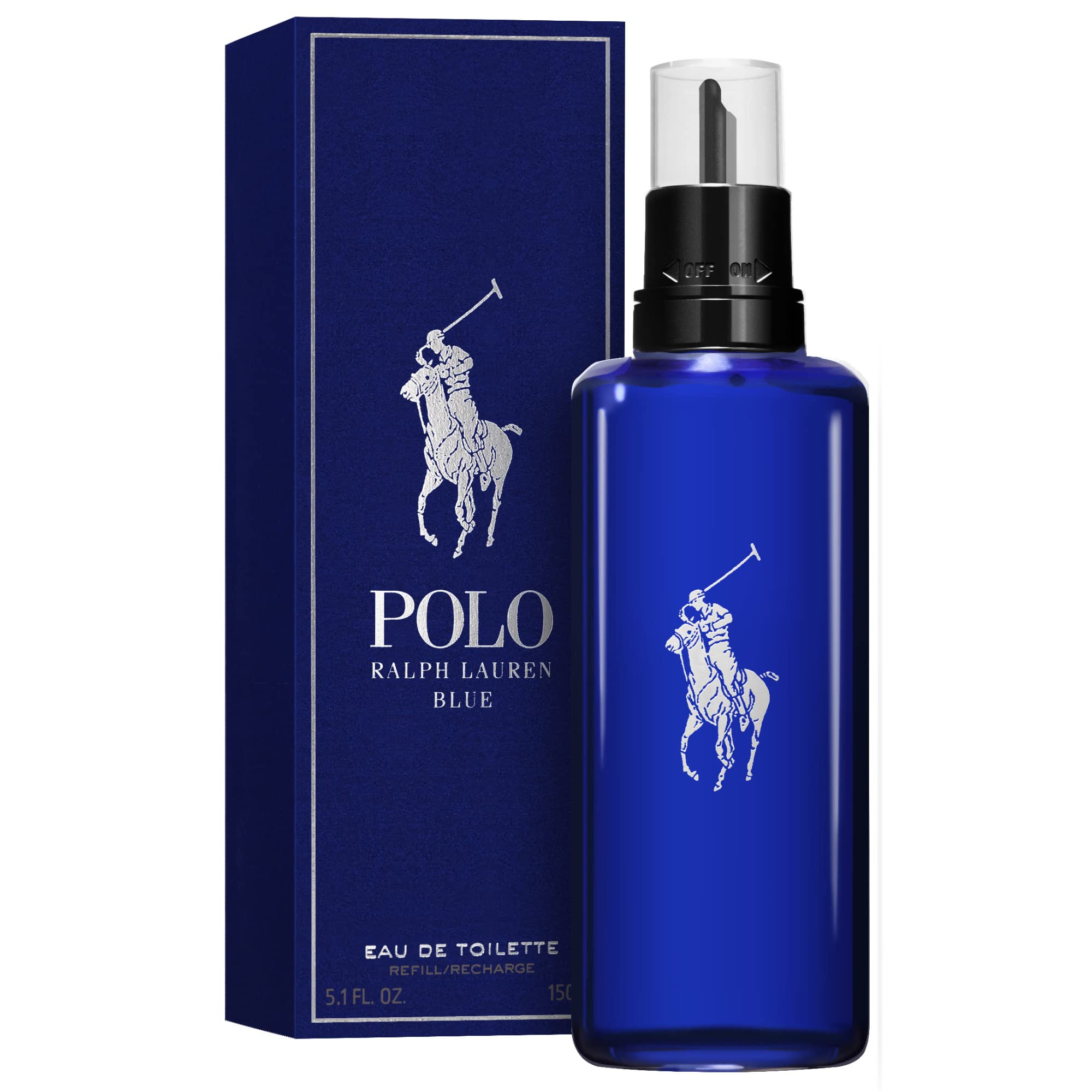 Polo Blue Men's Cologne by Ralph Lauren - Refillable Eau de Toilette Set with Citrus, Sage & Suede Notes - 2.5oz Bottle + 5.1oz Refill - Perfect for Gifts, Date Nights & Everyday Wear