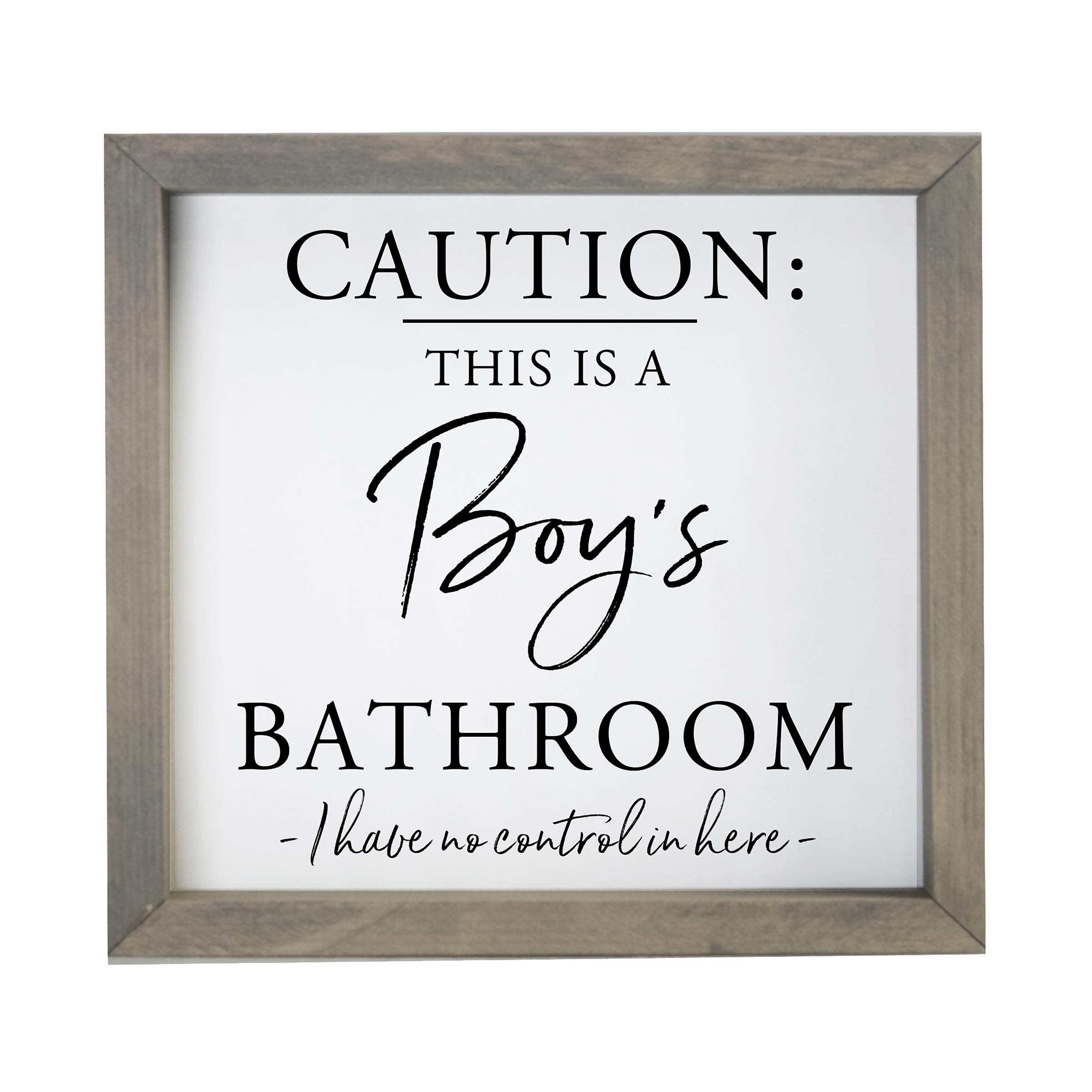 LifeSong Milestones Farmhouse Bathroom Sign - Rustic Wooden Box Wall Decor with Funny Quotes for Men & Women - Modern Gray Bathroom Wall Art for Boys Room, Guest Bath & Powder Room Decorations