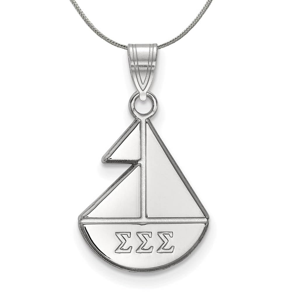 Sigma Sigma Sigma Sterling Silver Small Pendant Necklace - Elegant Black Bow Jewelry for Sorority Sisters & Greek Life Events | Perfect for Graduation, Sisterhood Gifts & Formal Occasions