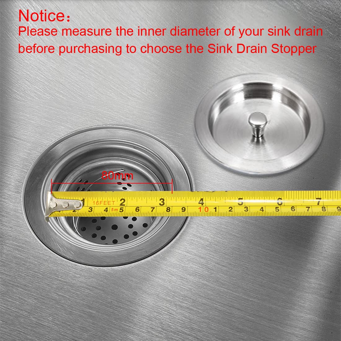 Stainless Steel Sink Drain Stopper 80mm - Kitchen Sink Seal for Home Use