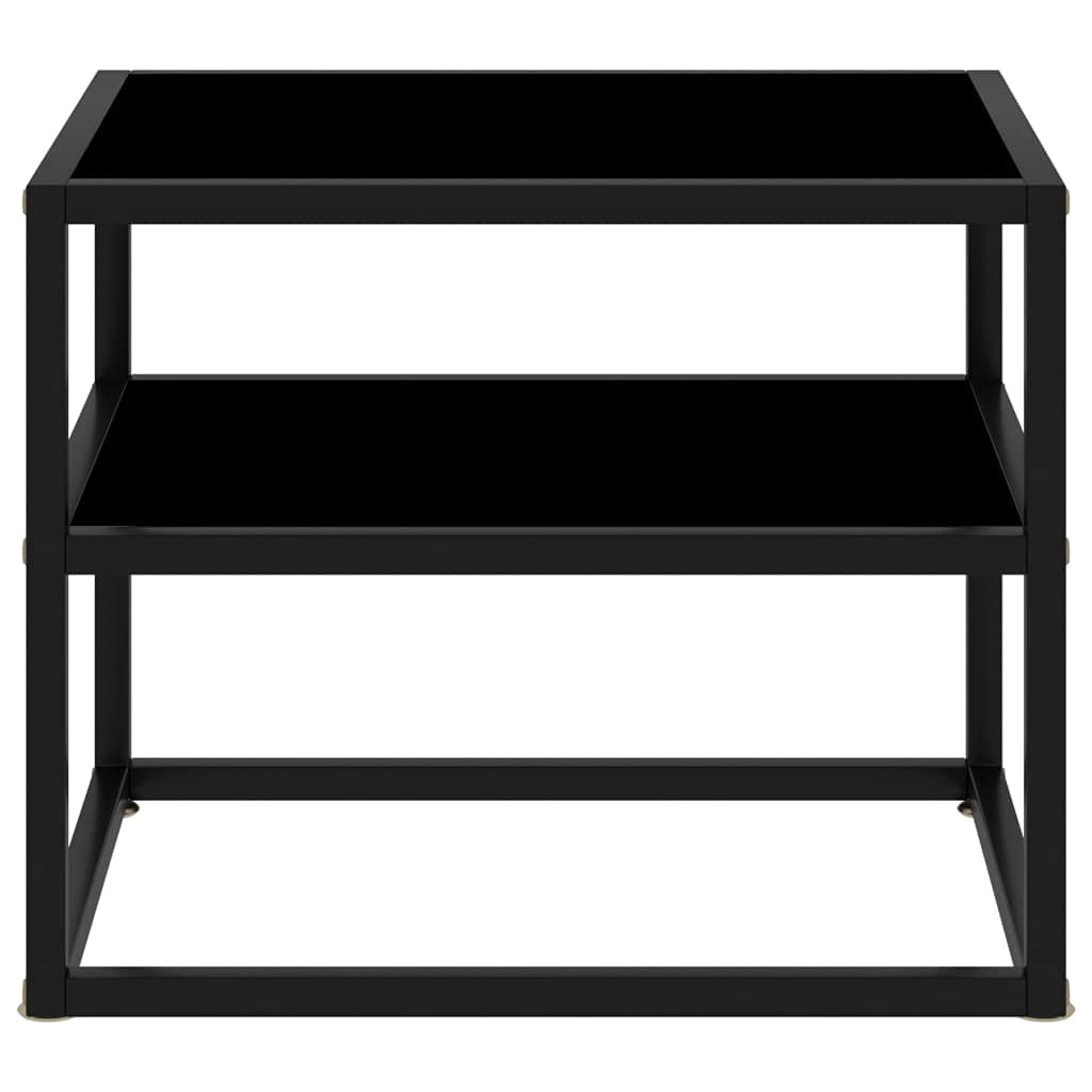 Modern Black Console Table with Tempered Glass Top - Chic Sofa Table for Living Room, Entryway, Bedroom or Study - 19.7