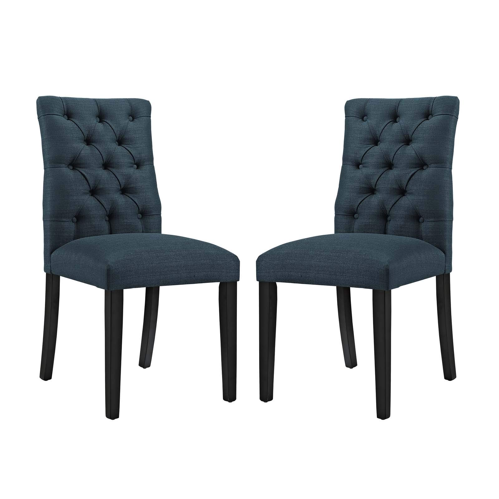 Modway Duchess Fabric Dining Chairs - Set of 2, Azure Blue Upholstered Side Chairs for Kitchen, Dining Room & Breakfast Nook - Comfortable Modern Seating Furniture
