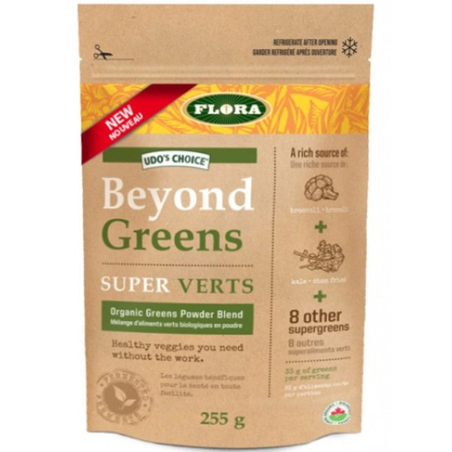 Flora Beyond Greens Superfood Powder 255G - Organic Greens Supplement for Detox & Energy Boost - Perfect for Smoothies, Juices & Daily Wellness Routine