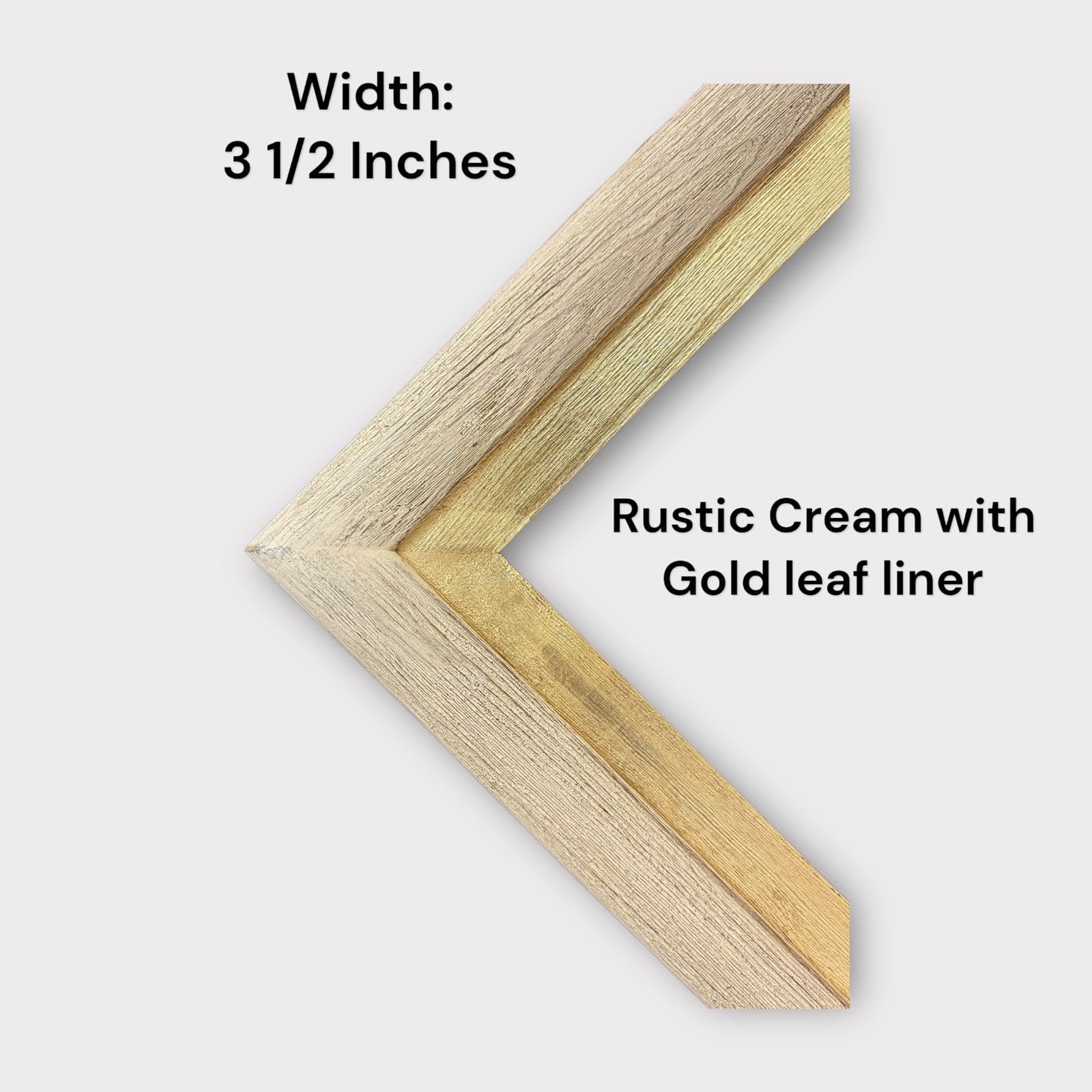 Handmade Rustic Cream & Gold Leaf Wood TV Frame for Samsung The Frame TV - Fits 32, 43, 50 Inch Models - Elegant Home Decor for Living Room & Bedroom