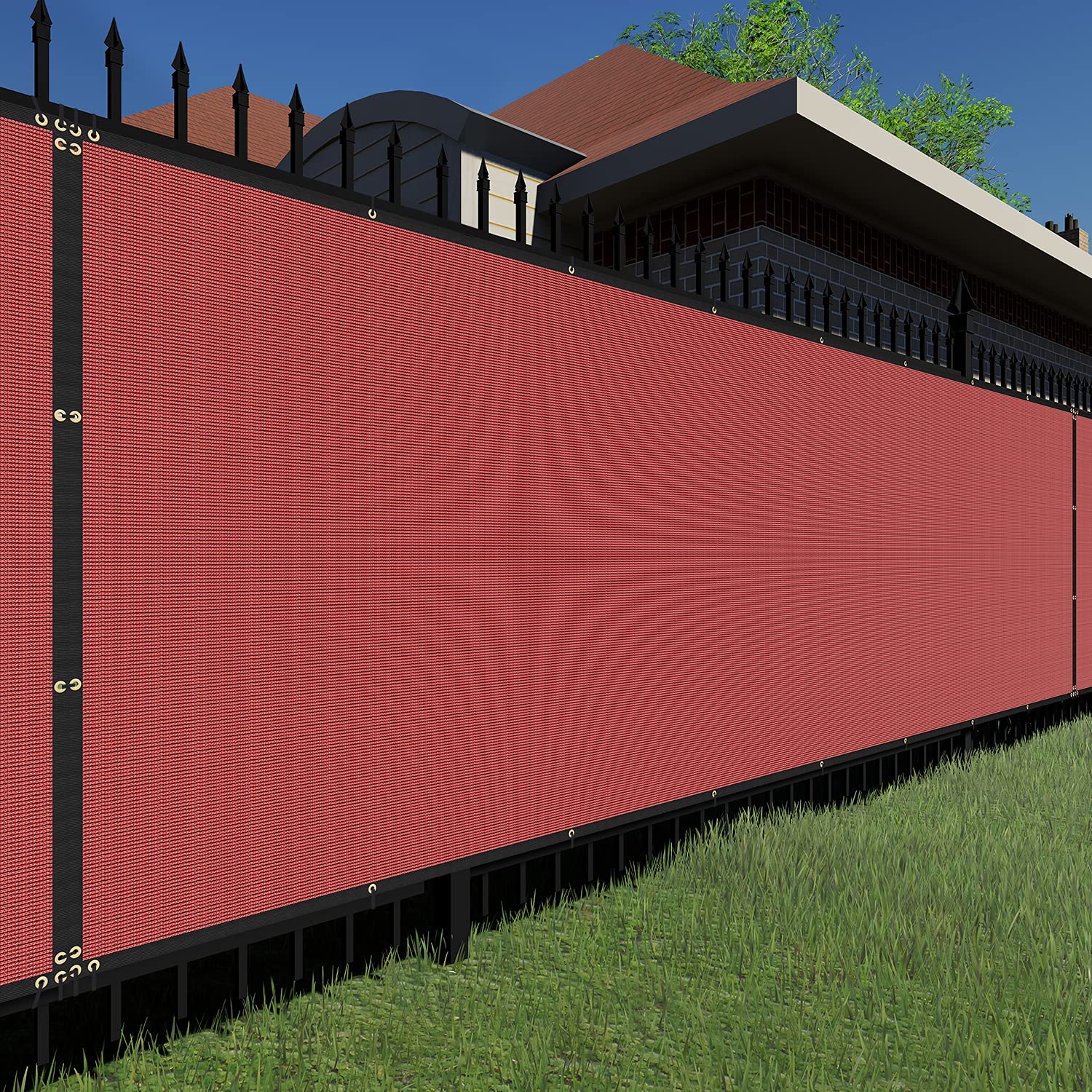 TANG Sunshades Depot 16'X15' Heavy Duty Commercial Windscreen Privacy Fence Screen - 180GSM Red Mesh Netting with 88% Privacy Blockage & Excellent Airflow - 3 Year Warranty - Perfect for Backyard Privacy, Construction Sites, and Outdoor Events
