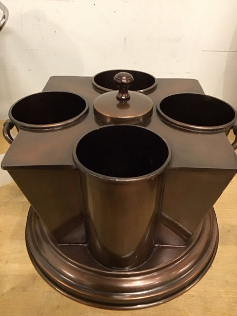 Coppertone Metal 4-Bottle Wine Caddy Holder - Perfect for Wine Storage, Kitchen Organization & Outdoor Entertaining