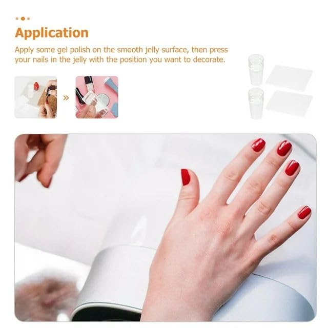 Professional French Tip Nail Art Stamper Set - Clear Silicone Stamping Jelly with Scraper & Nail Holder for Perfect Manicures | DIY Nail Design Tools for Salon-Quality Results at Home | Ideal for Nail Art Beginners and Professionals