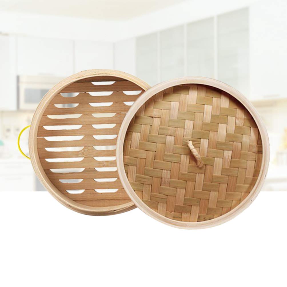 Cabilock 2-Piece Bamboo Steamer Set - Natural Wood Food Steamer Basket for Dumplings, Buns & Vegetables | Perfect for Asian Cooking, Dim Sum & Healthy Meal Prep