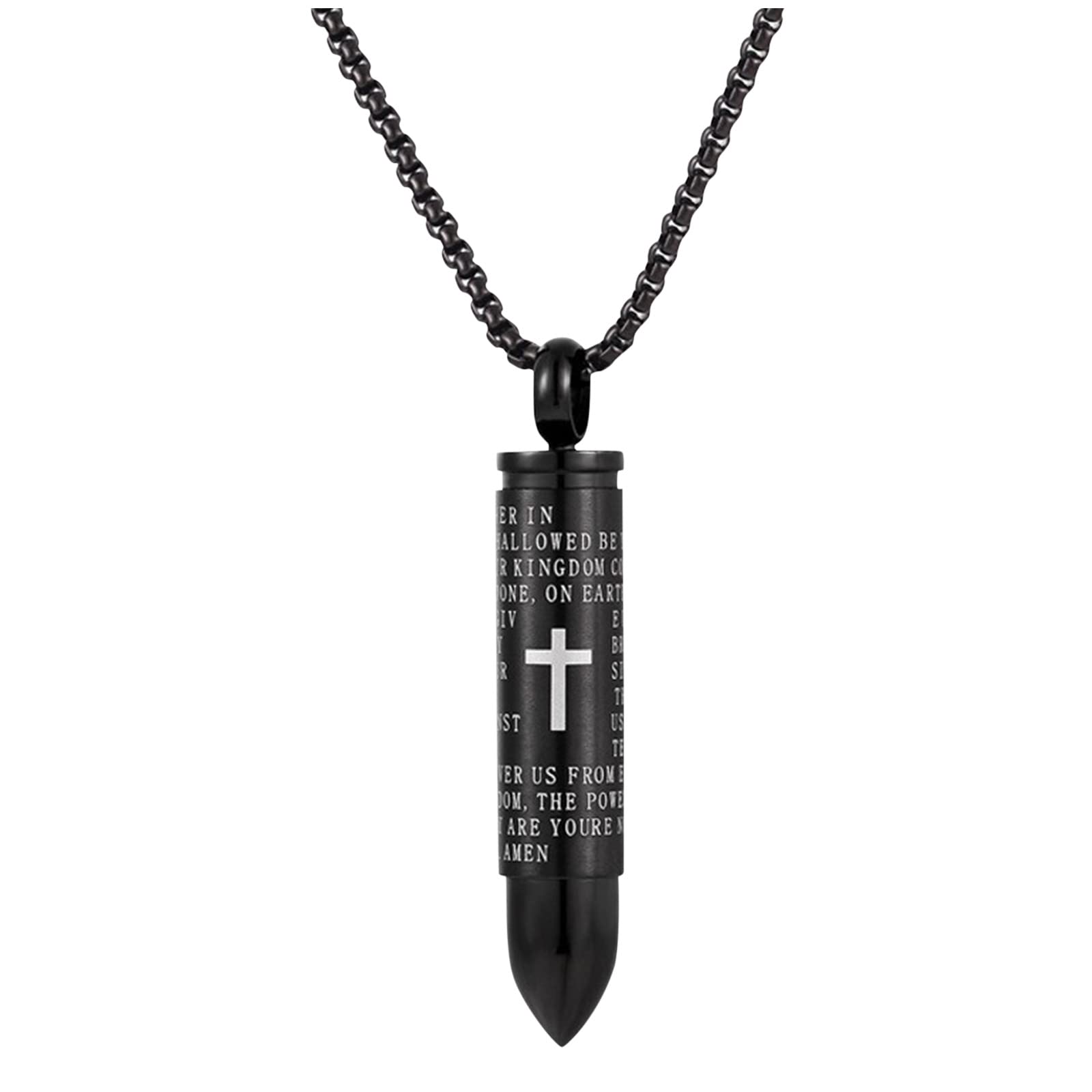 Titanium Steel Bible Bullet Pendant Necklace - Unisex Jewelry Gift for Wedding & Valentine's Day