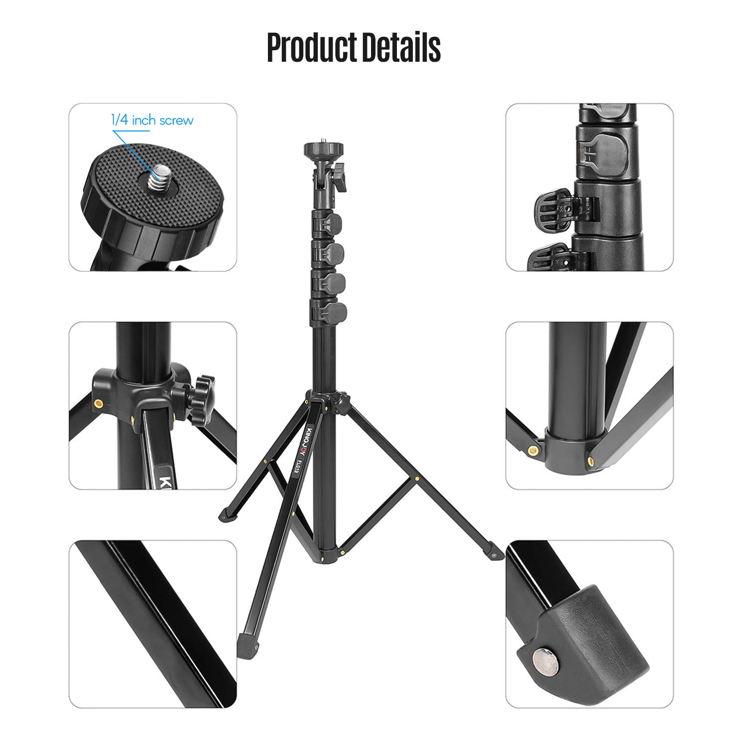 FL019 HUIOP Multi-functional Aluminum Alloy Tripod Stand for Photography & Video - 1/4 Inch Screw Mount Compatible with Cameras & Smartphones (5kg Max Load) - Perfect for Live Streaming, Vlogging, and Outdoor Shooting