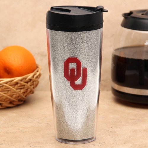 Oklahoma Sooners Glitter Travel Tumbler 20oz - Insulated Stainless Steel Cup with Lid & Straw - Perfect for Game Day, Office & Outdoor Activities