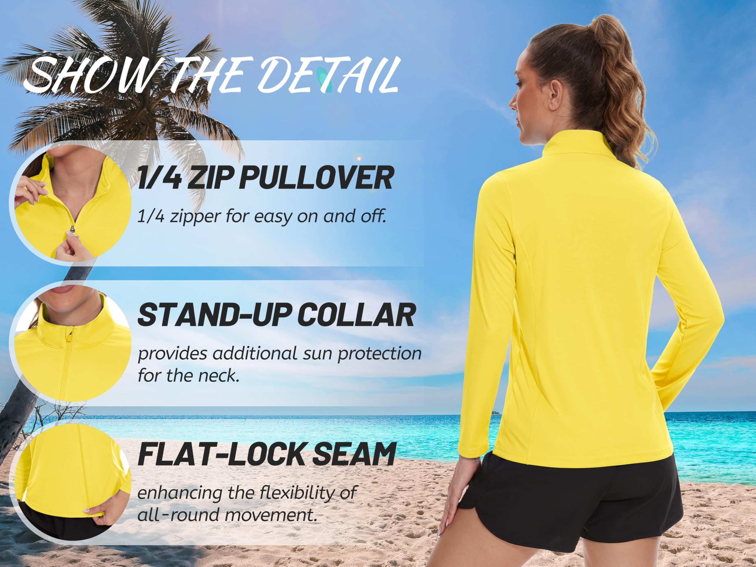 TACVASEN Women's UPF 50+ UV Protection Quarter Zip Pullover Long Sleeve Shirt - Golf, Workout & Outdoor Activewear for Sun Protection