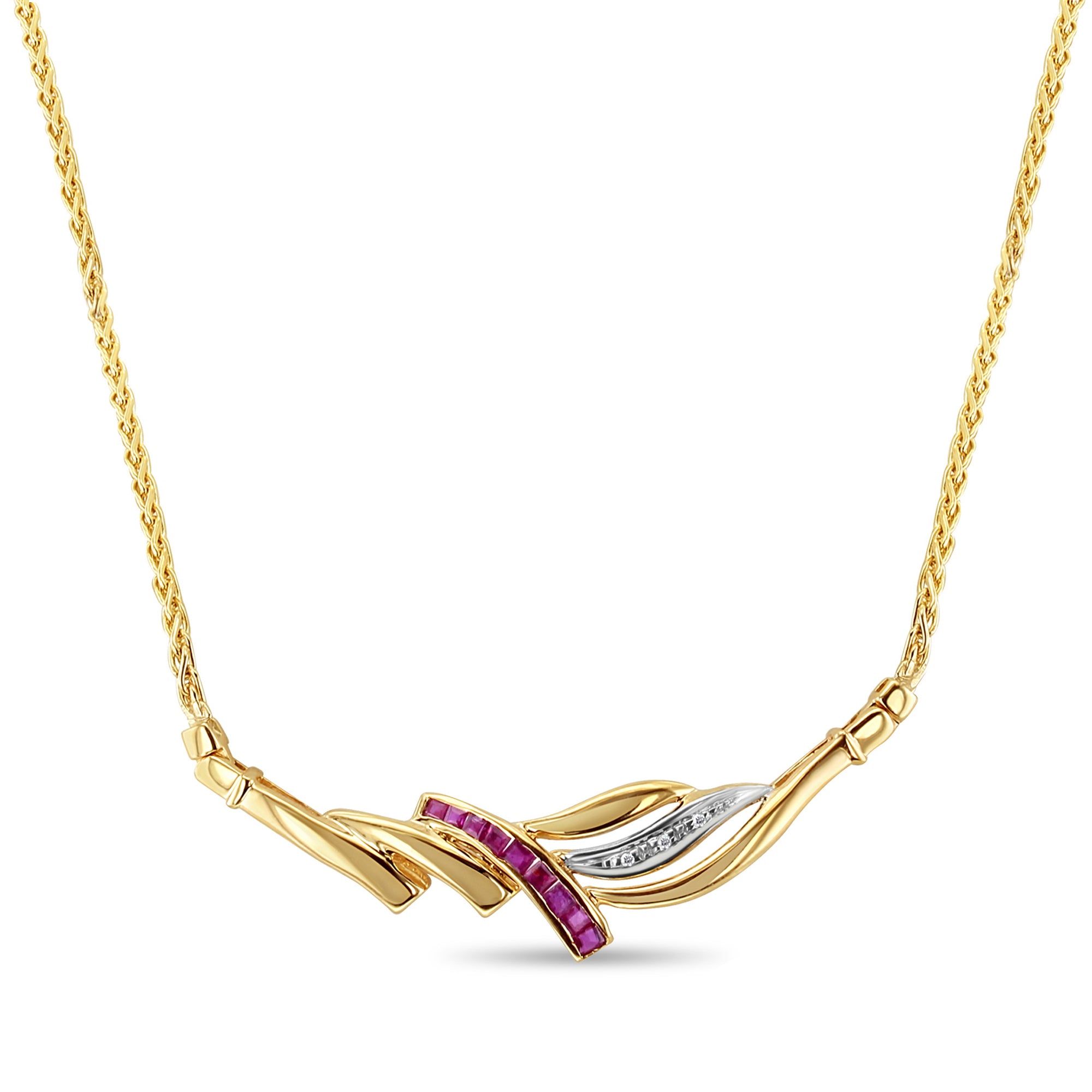 0.5 Carat Genuine Ruby & Diamond Pendant Necklace with 18K Gold Wheat Chain - Elegant Gift for Women, Perfect for Weddings, Anniversaries & Special Occasions