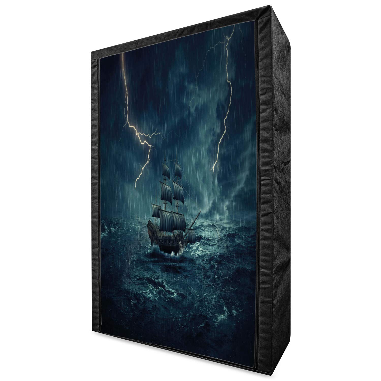 Ambesonne Vintage Ship Sailing Oil Painting Fabric Wardrobe - 42.5