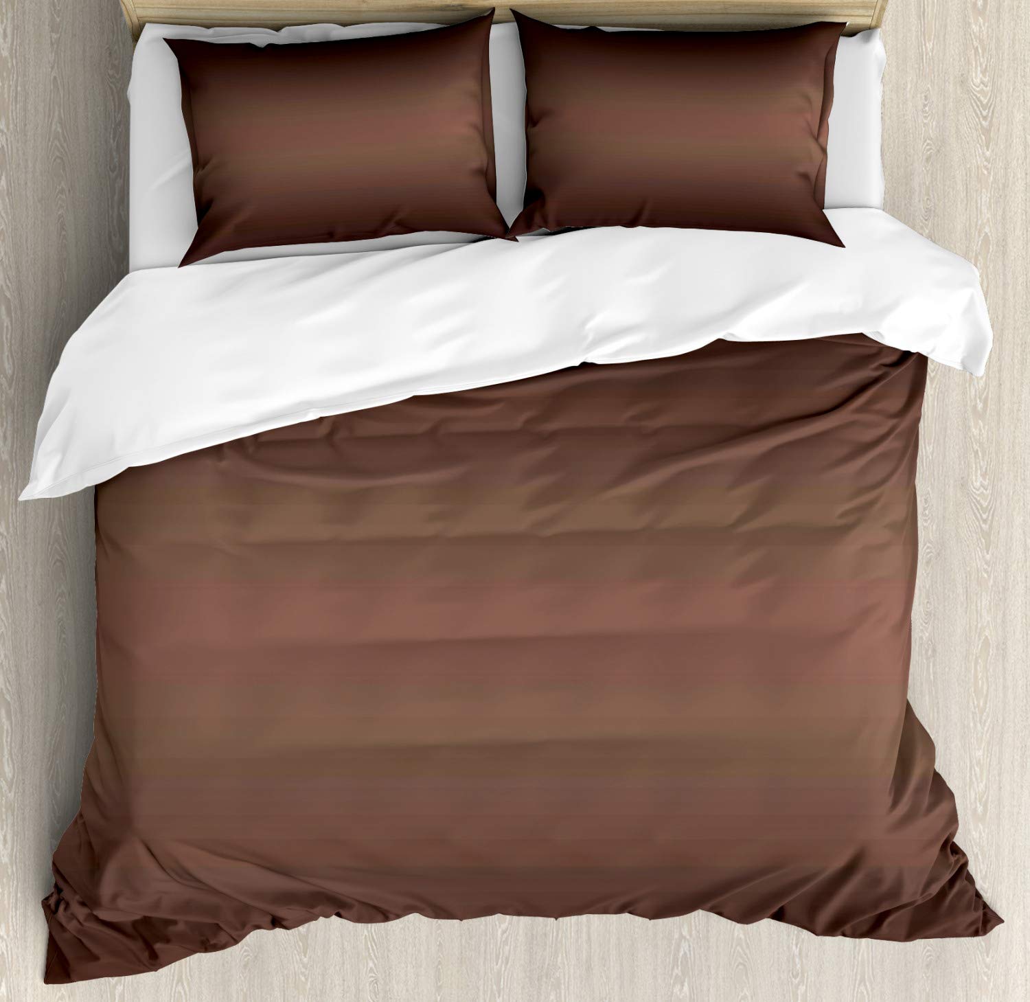 Ambesonne Ombre Duvet Cover Set King Size - Dark Chocolate Brown Gradient Design with 2 Pillow Shams | Healthy Food Inspired Digital Print Artwork | 3-Piece Luxury Bedding Set for Modern Bedroom Decor