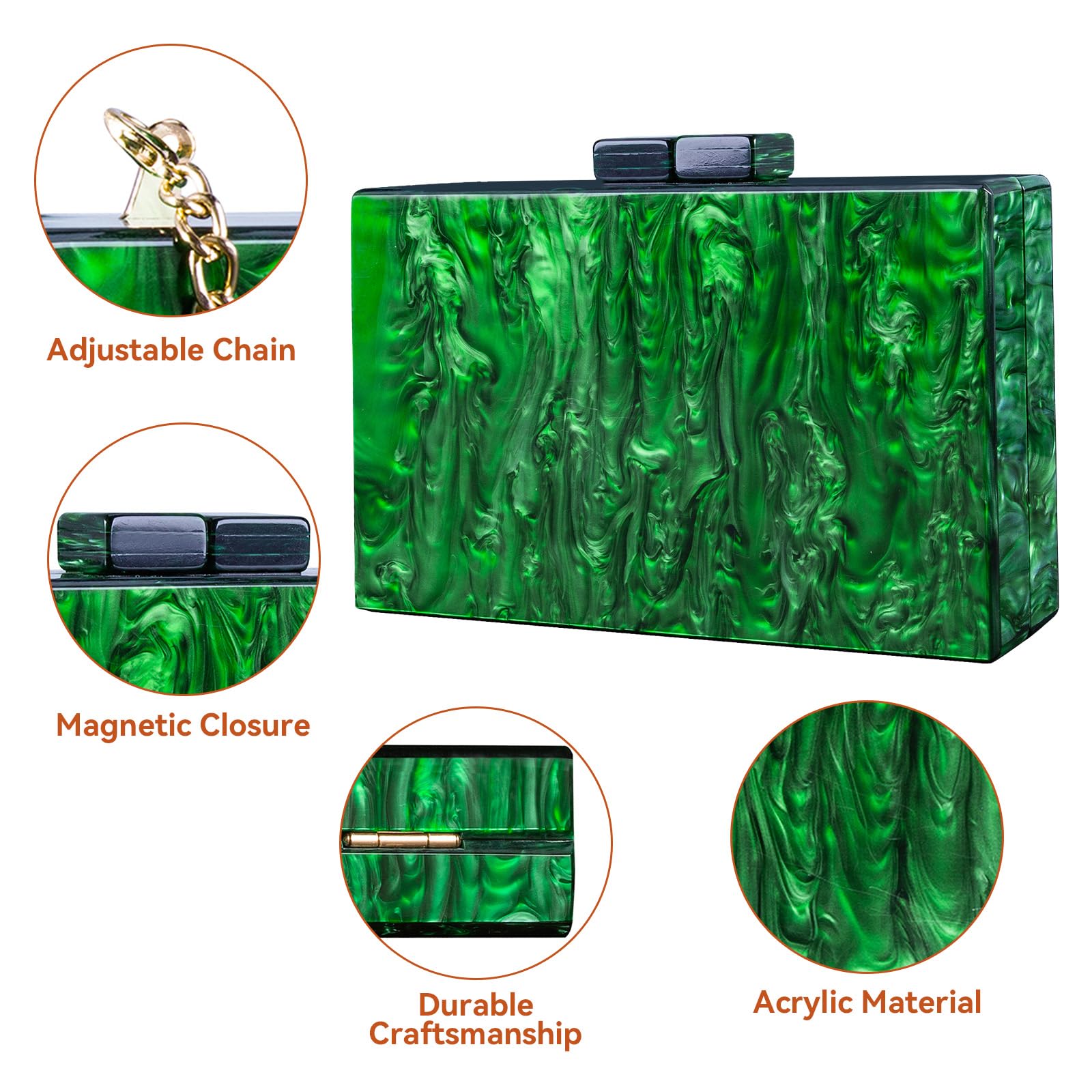 Elegant Marble Acrylic Clutch Purse for Women - Stylish Evening Bag, Wedding Party Crossbody Handbag, Perfect for Banquets, Date Nights & Daily Use