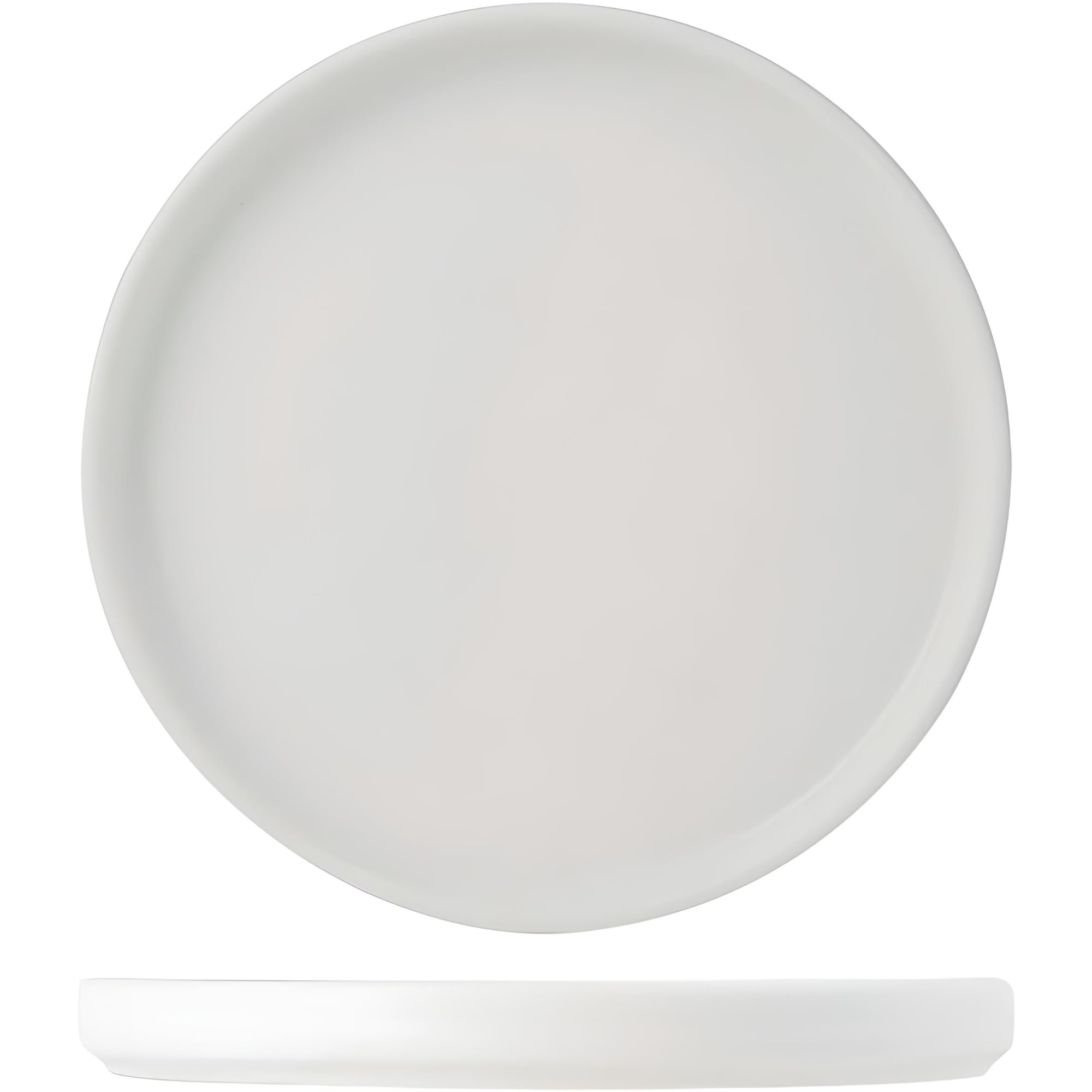 Tuxton Zion Plate Straight Side - Set of 12, 8.25 x 0.75 Inch Matte White Dinner Plates - Lifetime Edge Chip Warranty - Microwave, Oven & Dishwasher Safe - Perfect for Restaurants, Catering & Everyday Dining