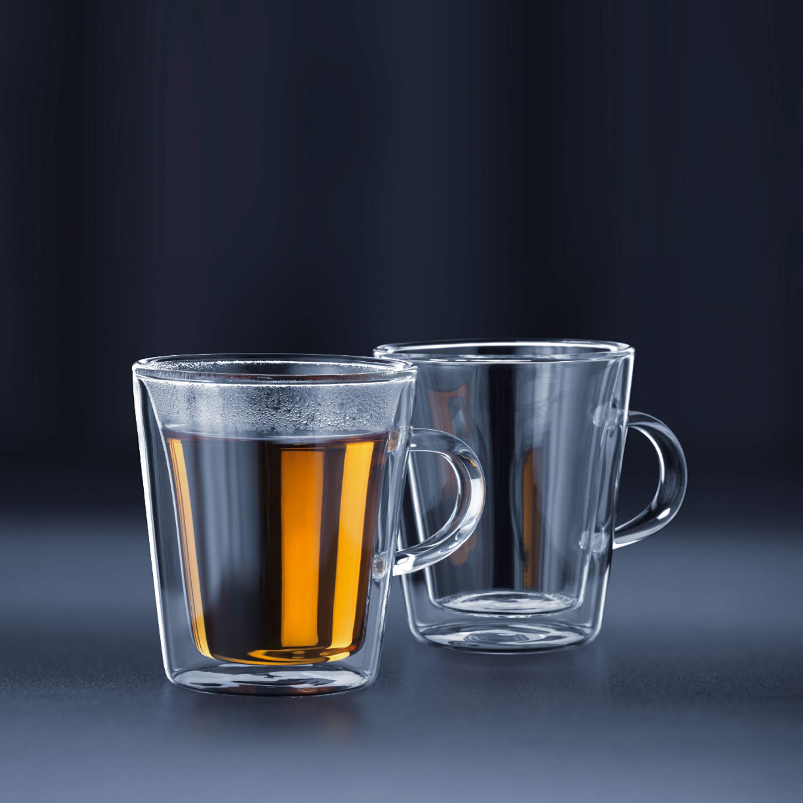 BODUM 10325-10 Double Wall Glass Mug Set of 2 (6.8 fl oz/200ml) - Heat Resistant, Microwave, Oven, Dishwasher & Freezer Safe - Perfect for Coffee, Tea & Hot Beverages at Home, Office or Travel