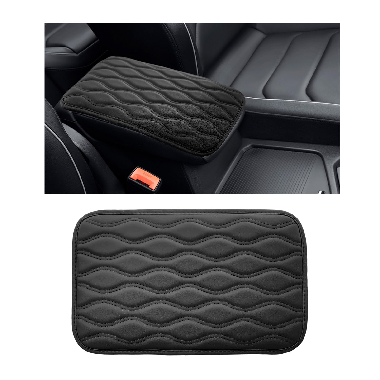 Universal Car Center Console Pad - Waterproof PU Leather Armrest Cover for Auto Seat Box Protection | Durable Interior Accessories for Car, SUV & Truck (Black) | Perfect for Long Drives & Daily Commutes