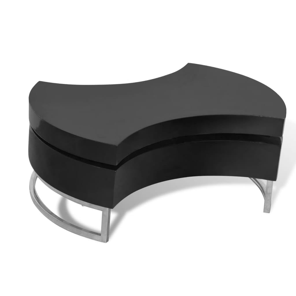 Adjustable Coffee Table with High Gloss Black Finish - Modern Living Room Centerpiece for Home & Office Decor