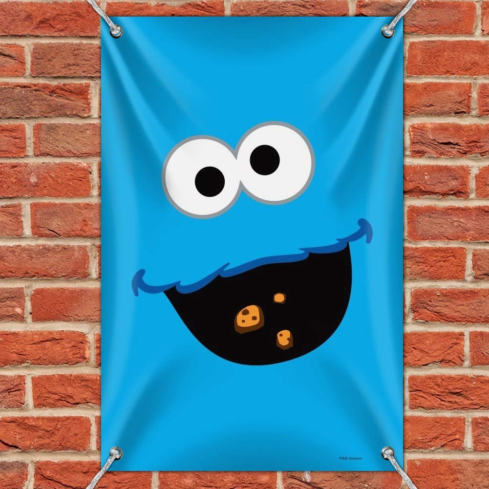 Sesame Street Cookie Monster Face Sign for Home, Office & Business - Fun Decor for Kids Room, Playroom & Work Space