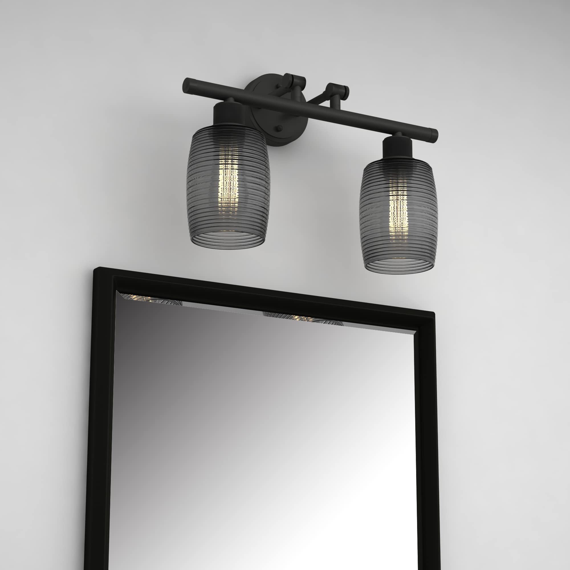 Vanity Art 2-Light Wall Sconce - Modern Bathroom Lighting Fixture with Clear Glass Shade, Vintage Porch Lamp for Living Room & Bedroom (Burning Gray) | Perfect for Vanity Mirror Lighting, Hallway Decor & Entryway Ambience