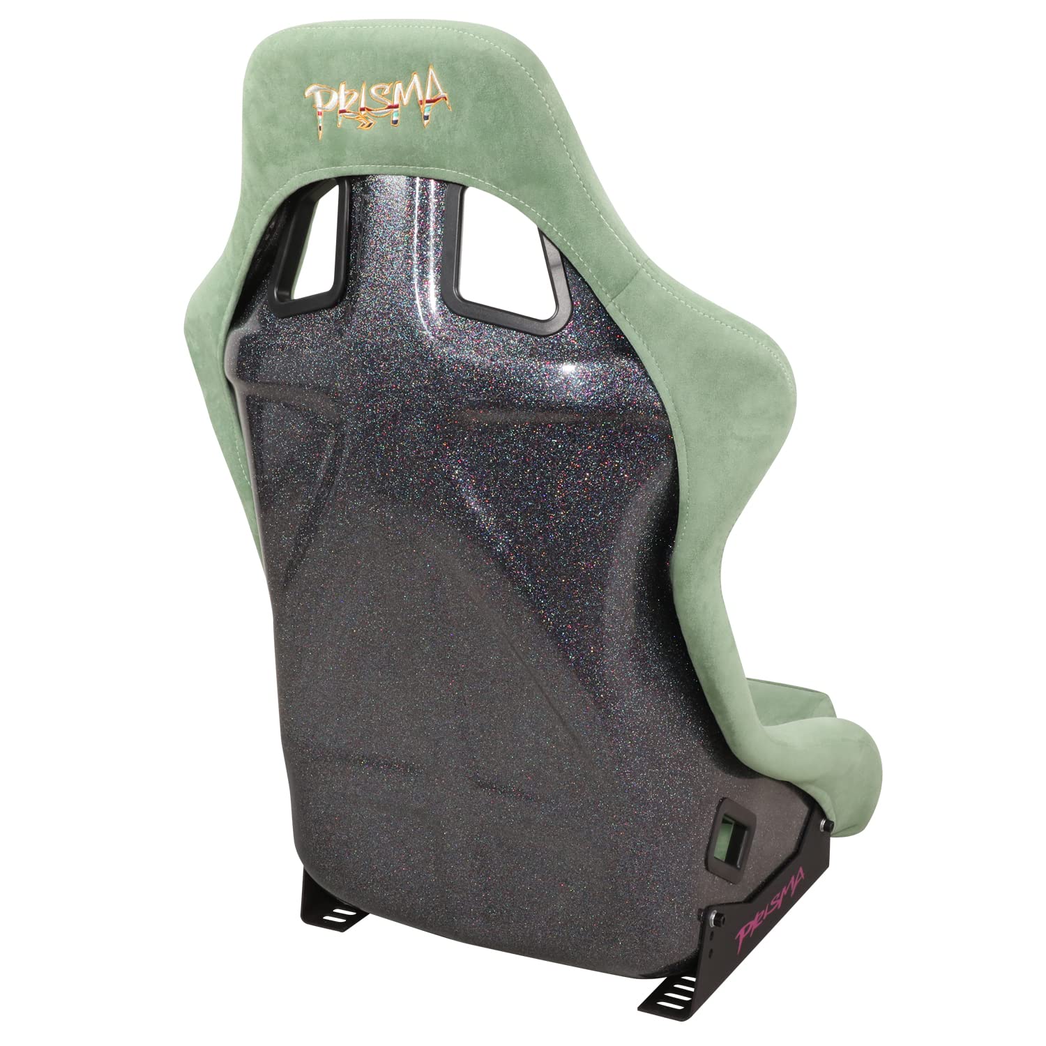 NRG Innovations FRP-302OL-PRISMA Fixed Back Bucket Racing Seat with Bottom Mount Bracket - Olive/Sparkle Paint | High-Performance Racing, Drifting & Track Use | Lightweight & Durable FRP Construction for Sports Cars & Simulators
