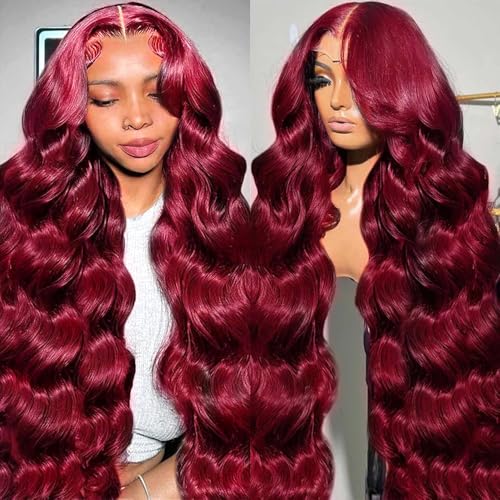 Burgundy Lace Front Wigs Human Hair
